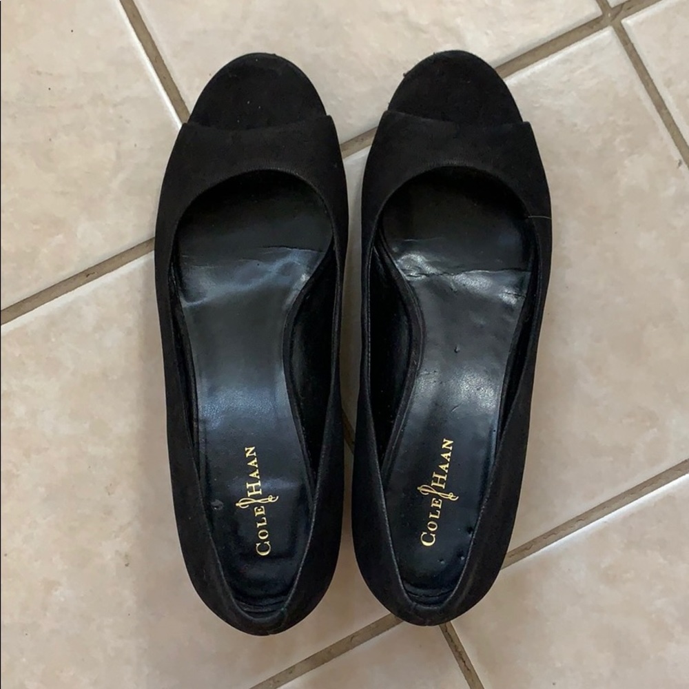 Cole Haan Peep Toe Flats with Cork heel size 7 1/2